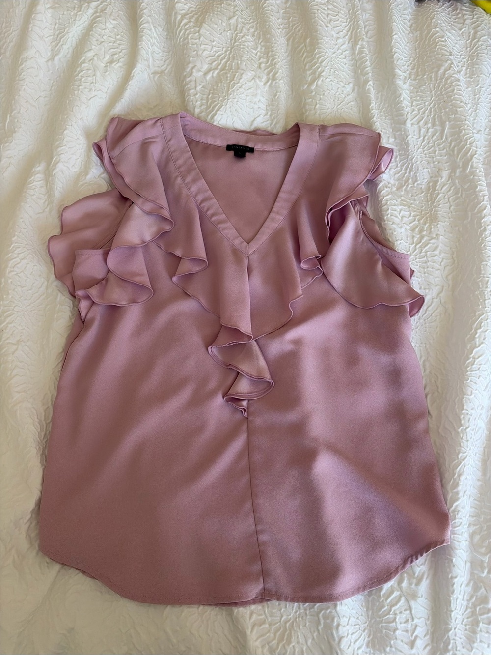 Ann Taylor Dusty Rose Ruffle V-Neck Camisole